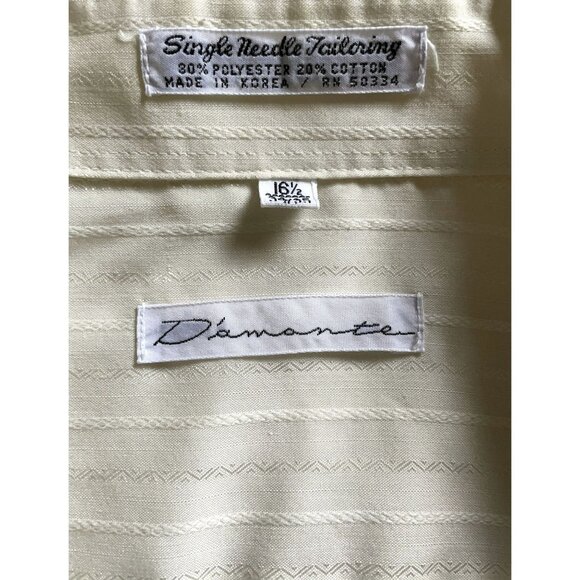 Vintage Mens Damante Single Needle Tailoring  u Dress Shirt Size 34 Neck 16.5 - Picture 7 of 7